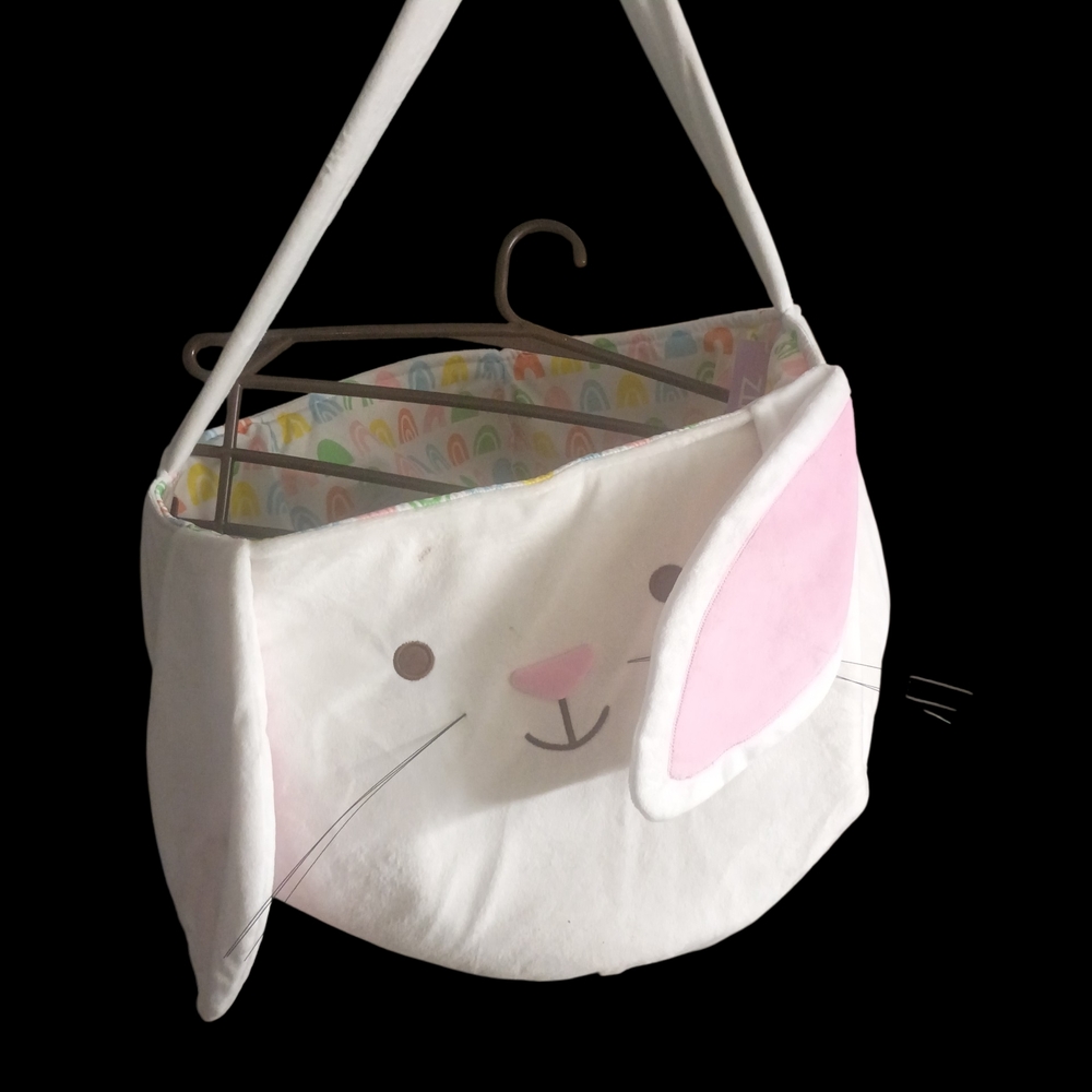Spritz White and Pink Bunny Hanging Storage Bag for Kids